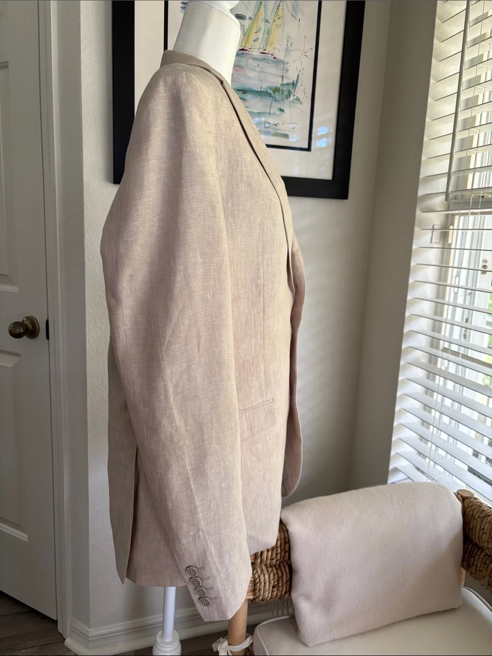 Bar III Men's Light Beige Linen Sport Coat - Two-Button Blazer
